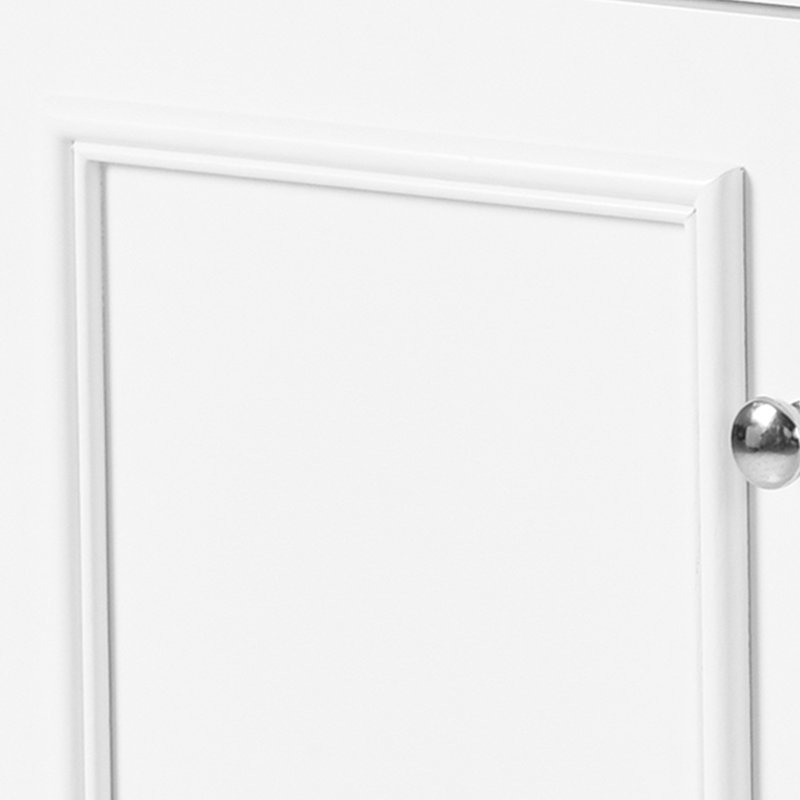 Bathroom vanity cabinet with ceramic basin, adjustable shelves, White