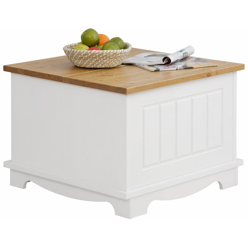 Kelsie Solid Wood Solid Coffee Table with Storage, White