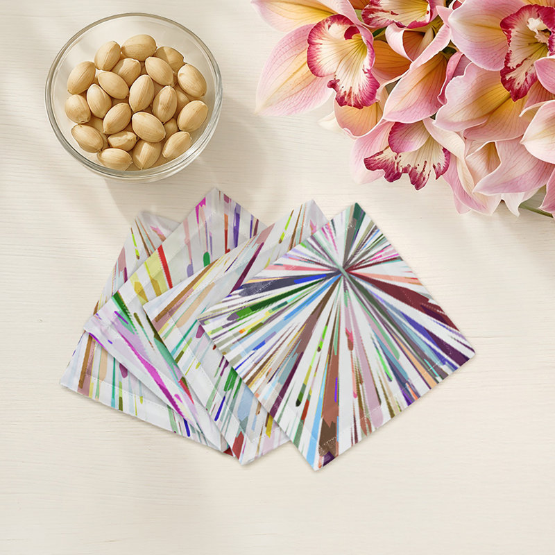 Fireworks Cotton Sateen Cocktail Napkins, White