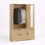 4 Doors Wardrobe Closet Mirror LED Drawers Hanging Rod