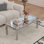 Rectangular Mirrored Table Luxury Coffee Table With Crushed Diamonds Inlay