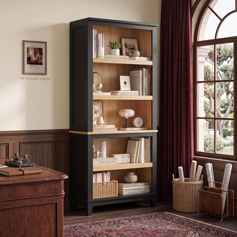 Bibliothèque de 71 po avec tablettes réglables et largeur de 31,5 po, bibliothèque haute à 5 niveaux avec pieds en bois, bibliothèque vintage rustique pour la bibliothèque du salon