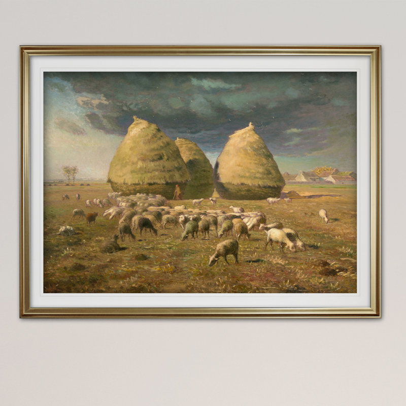 « haystacks automne », reproduction, H 28 po x l 38 po x P 1,5 po, Cadre doré