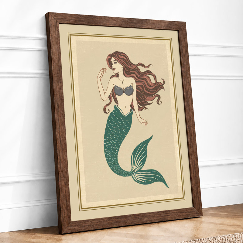 Mermaid Vintage - Print, Walnut, A4 - 29.7 x 21.0 cm
