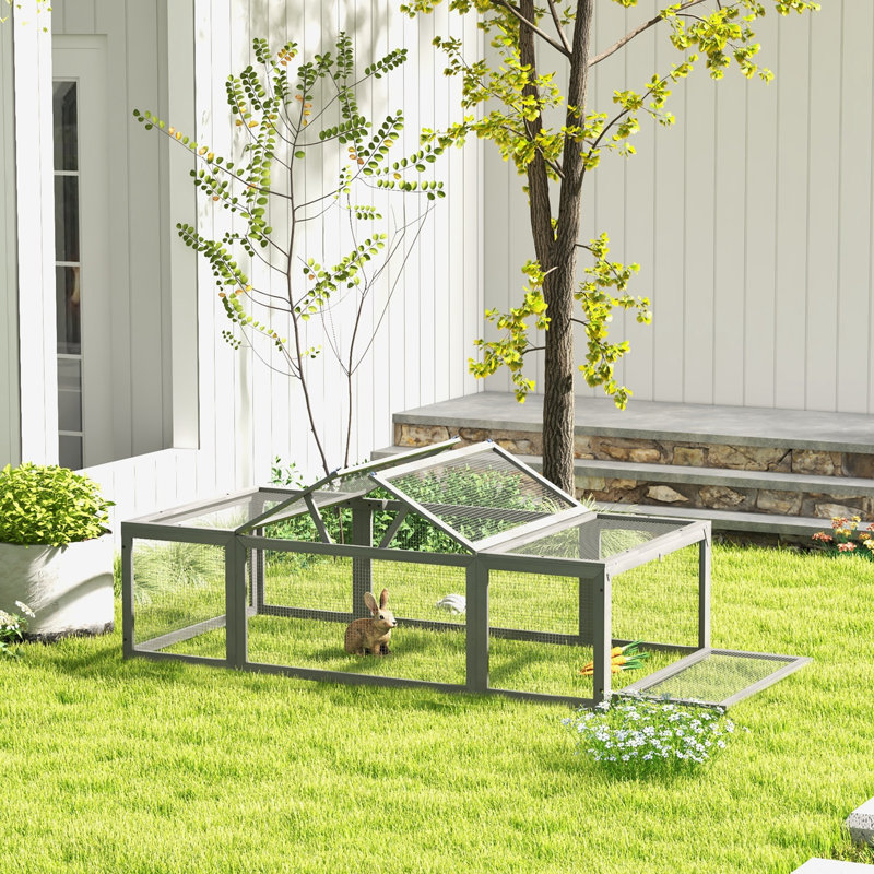 Grand refuge pour lapin en bois PawHut, Gris