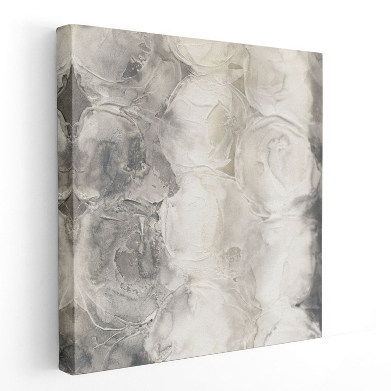 «Grey Circles I», reproduction d'art sur toile, H 12 po x l 12 po