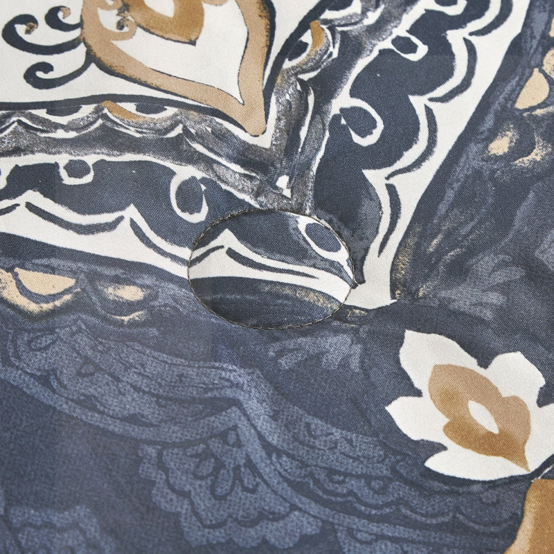 Ensemble de literie à imprimé damassé bleu marine et doré - Collection d'édredon et de draps tout-en-un