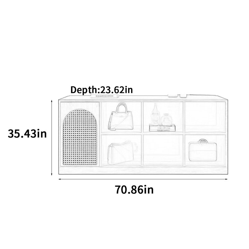 Vitrine moderne et simple, H 35,43 po x l 70,86 po x P 23,62 po