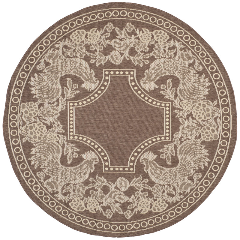 Havza Performance Floral Indoor/Outdoor Area Rug, Round 6'7"
