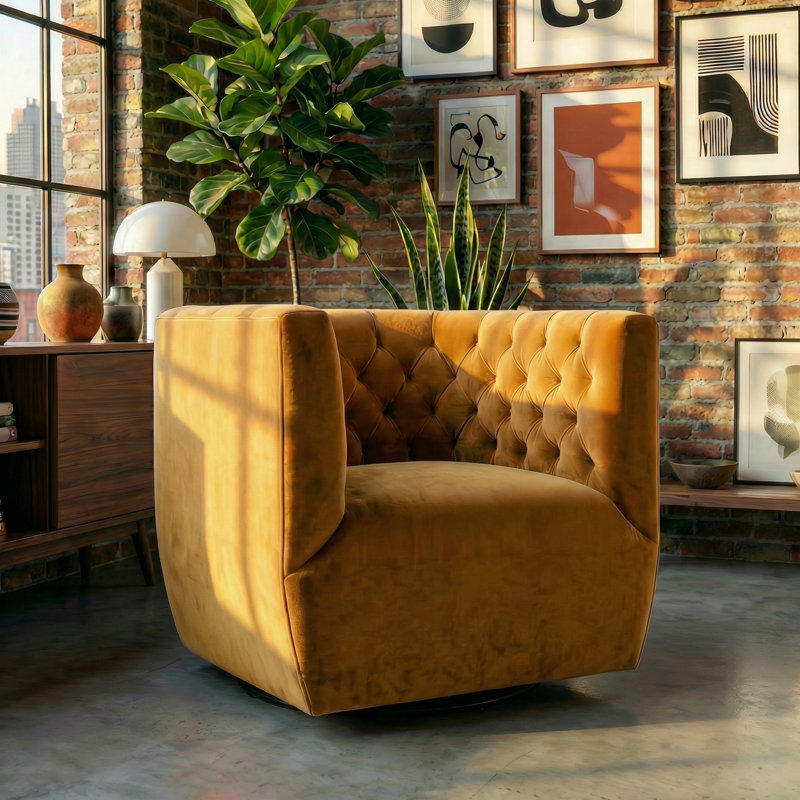 Chaise d'appoint Brandon, Velours jaune foncé