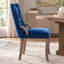 Ensemble de 2 fauteuils de salle à manger en velours capitonné, structure en bois massif et garniture en cuivre vieilli, bleu