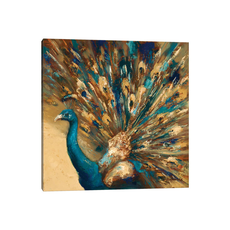 Proud Peacock by Julianne Marcoux - Wrapped Canvas Painting, 66.04 cm H x 66.04 cm W x 1.91 cm D
