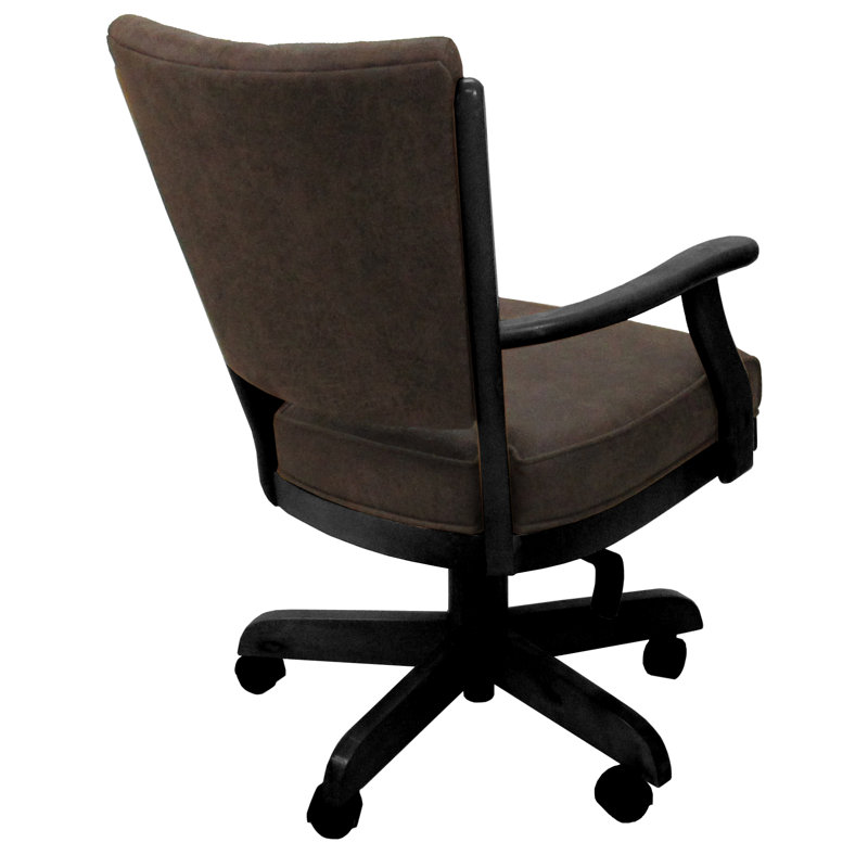 Danyael Swivel Wood Caster Chair with Arms, Northwest Whiskey