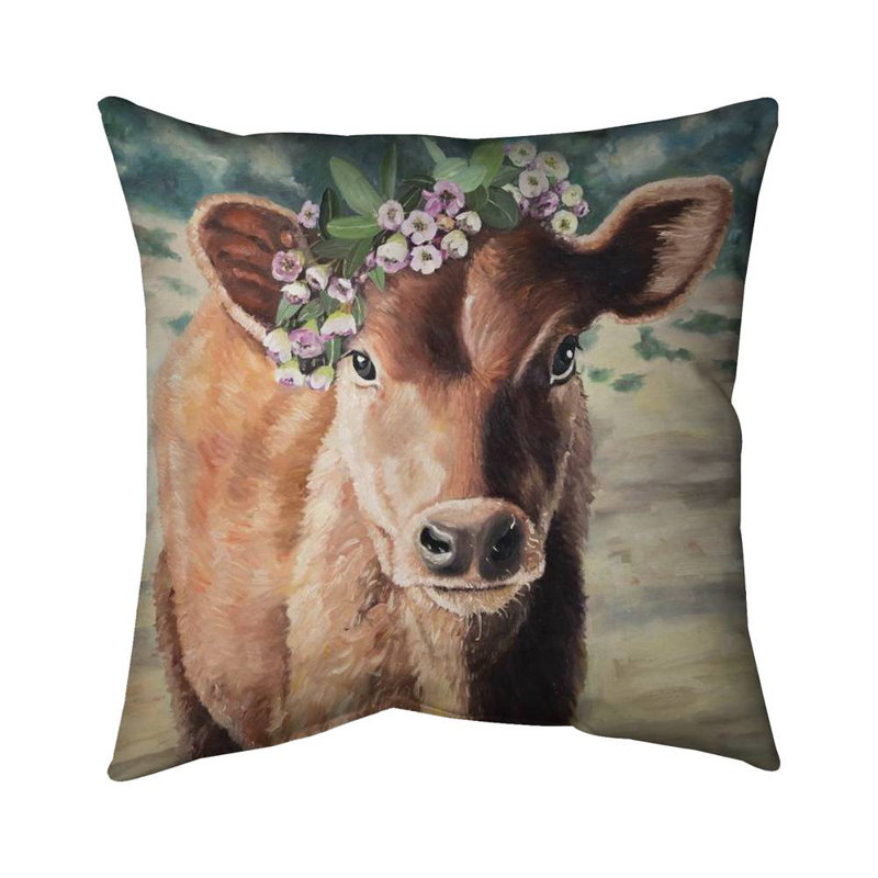 Cute jersey cow - 26"x26" Throw pillow - Poly twill - Print on demand