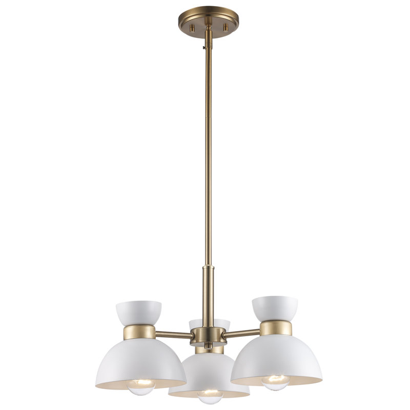 Josnyel 3 - Light Steel Dimmable Chandelier, Antique Gold