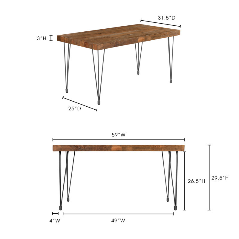 Boneta Dining Table, Rustic Brown