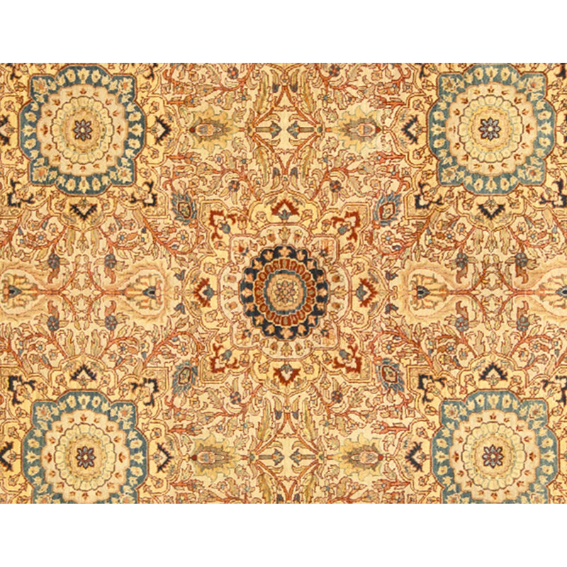 Tapis crème et bleu noué à la main de haute qualité