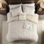 Housse de couette 100% coton teinté avec des rayures taupe et blanches ravissantes chenille 3 pièces-128128301