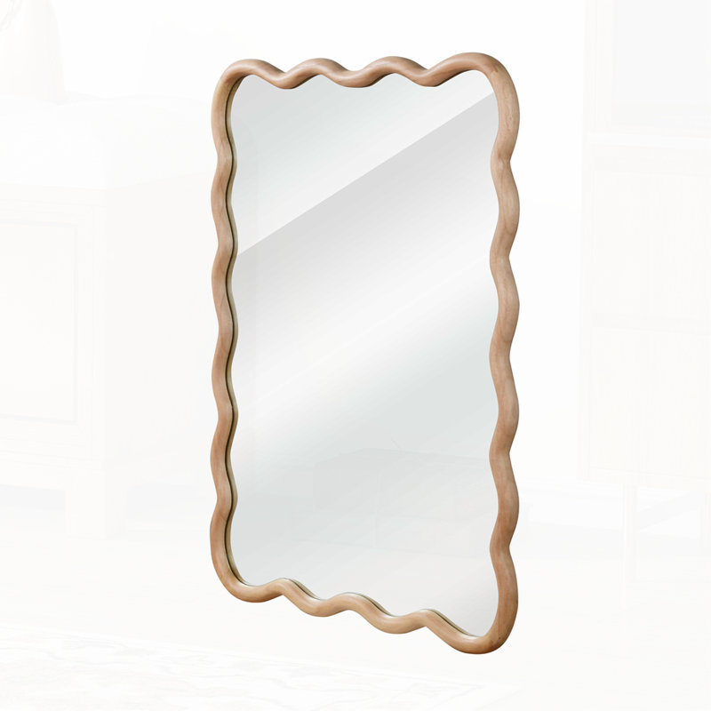 Miroir décoratif Wavy, 24 po x 1,18 po, Bois naturel