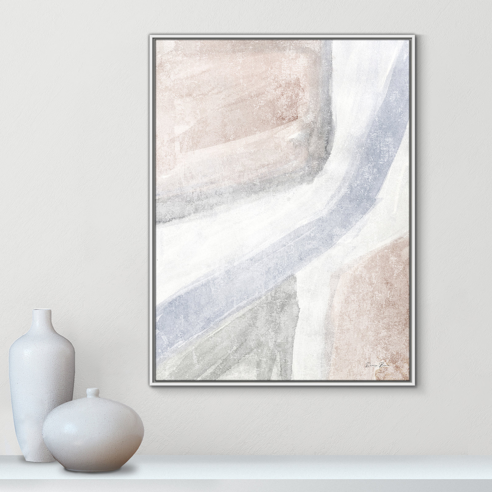 Helmsford "Soften 1" Painting, 41.5" H x 31.5" W x 2" D, White