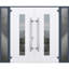 Façade avant extérieure portes doubles en métal / deux portes en verre transparent gris graphite 5755/2 fenêtres extérieures latérales / porte d'entrée peinte à gauche moderne à l'intérieur 96 po x 80 po-111444985-111444988