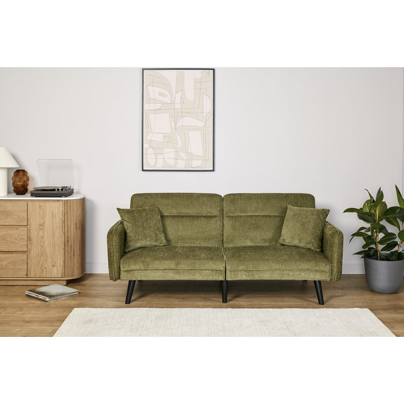 Shiflet 2 Seater Clic Clac Sofa Bed, Green Chenille