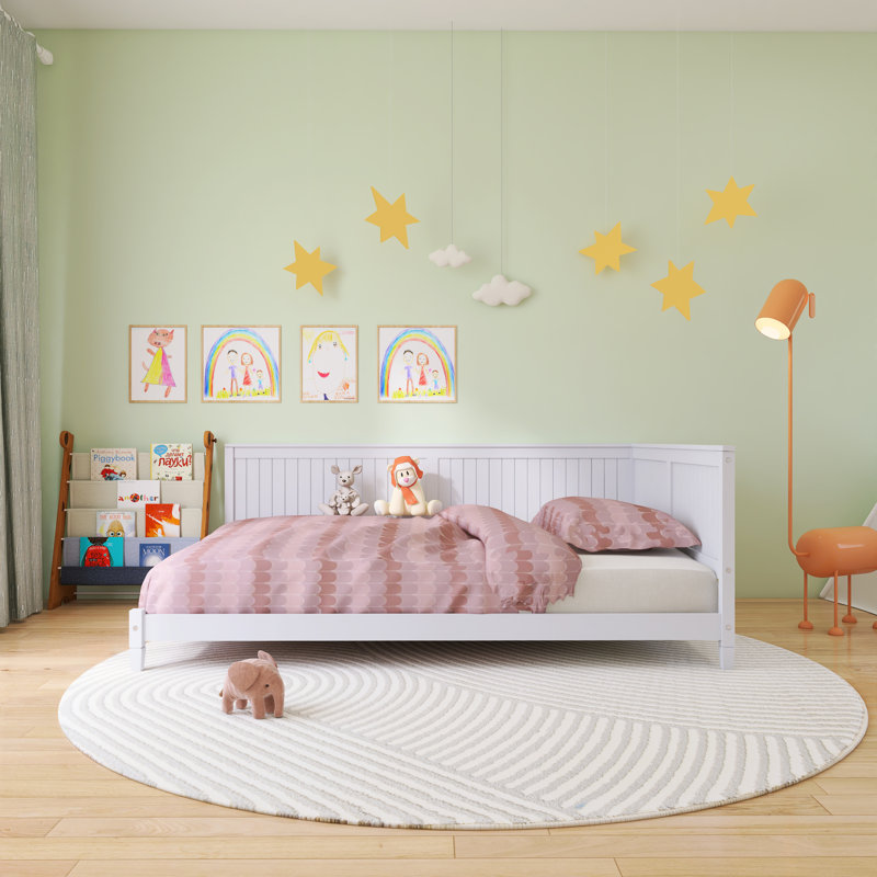 Modern Full Size Wood Bed, White