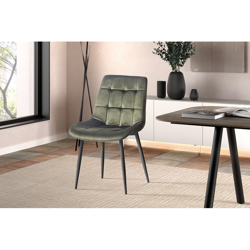 Greilickville 47cm H Polyester Upholstered Metal Side Chair, Green