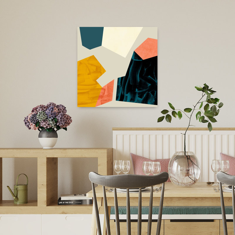 Art contemporain abstrait coloré, H 18 po x l 18 po