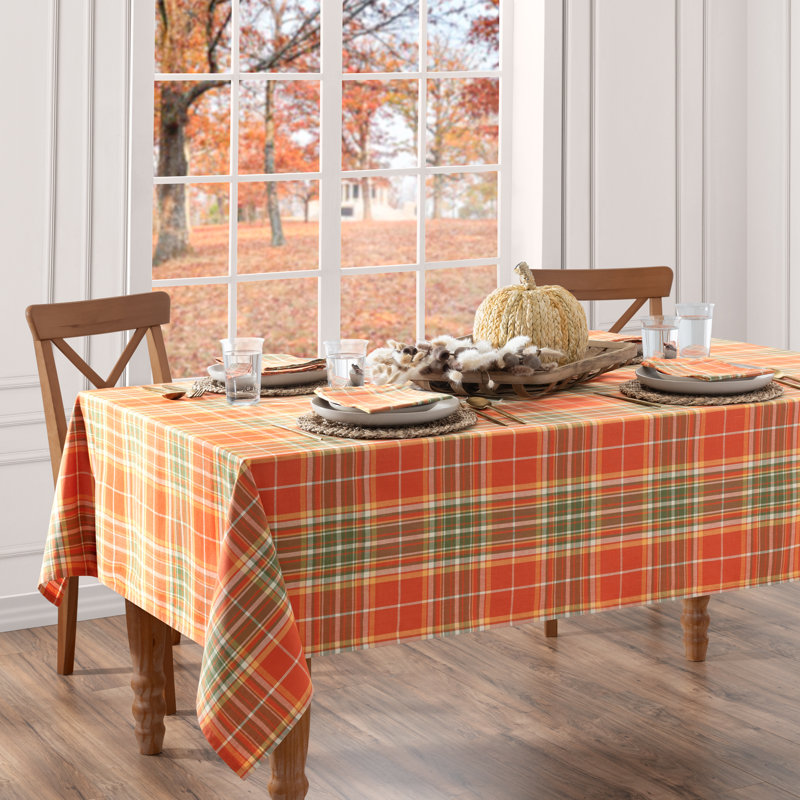 Hawley Plaid Harvest Cotton Rectangular Tablecloth, 52" x 70"