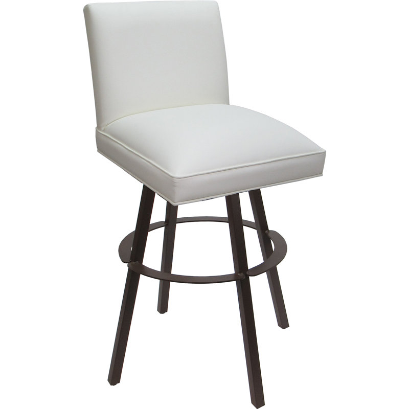 Tabouret de bar pivotant en métal avec structure en métal, Brun, Blanc, Bar Stool (34" Seat Height)