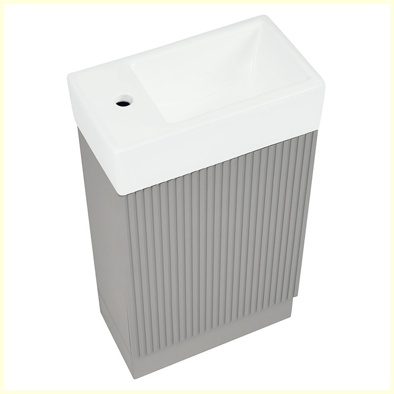 Meuble-lavabo moderne avec tablette à deux niveaux, Gris