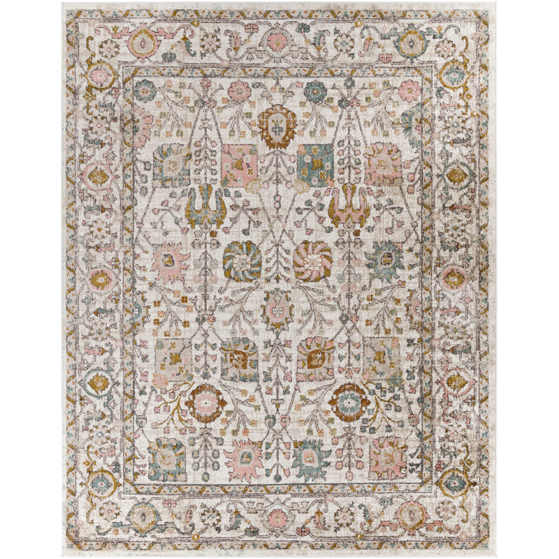 Tapis bleu sarcelle / brun Evgenia, Rectangle 9 pi x 12 pi