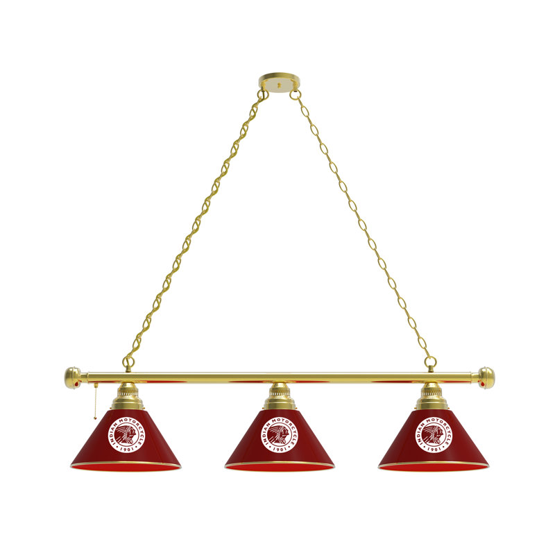 Indian Motorcycle 3 - Light Pool Table Lights Pendant, Brass, Burgundy