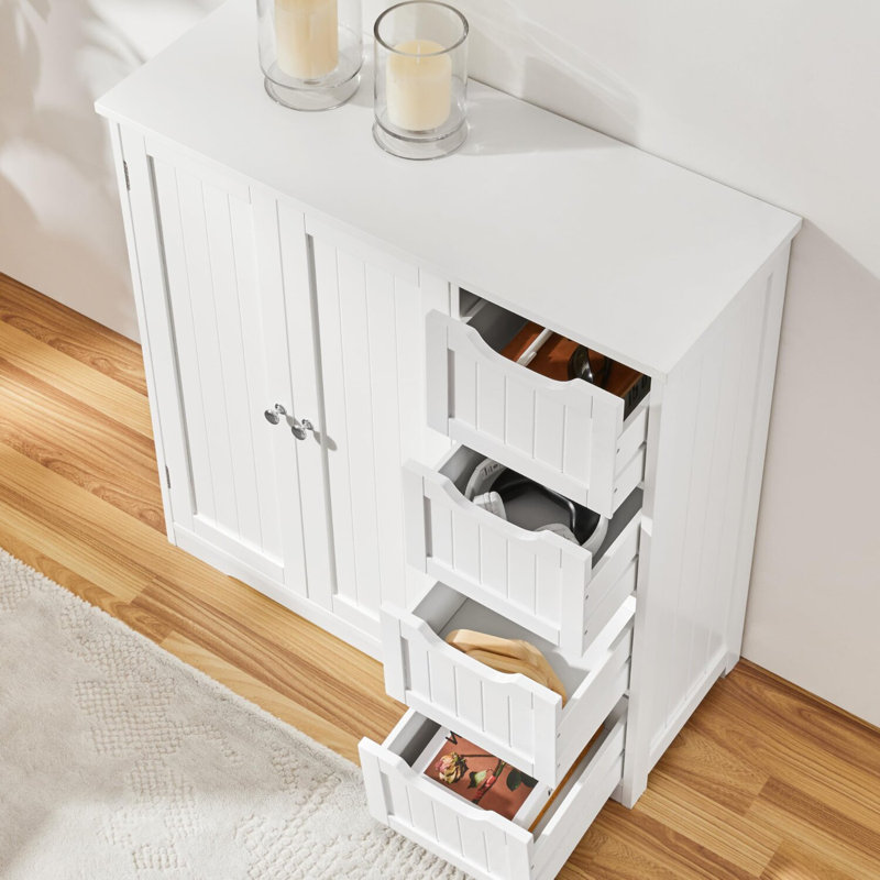 Armoire de rangement pour salle de bain, armoire de rangement latérale, Blanc