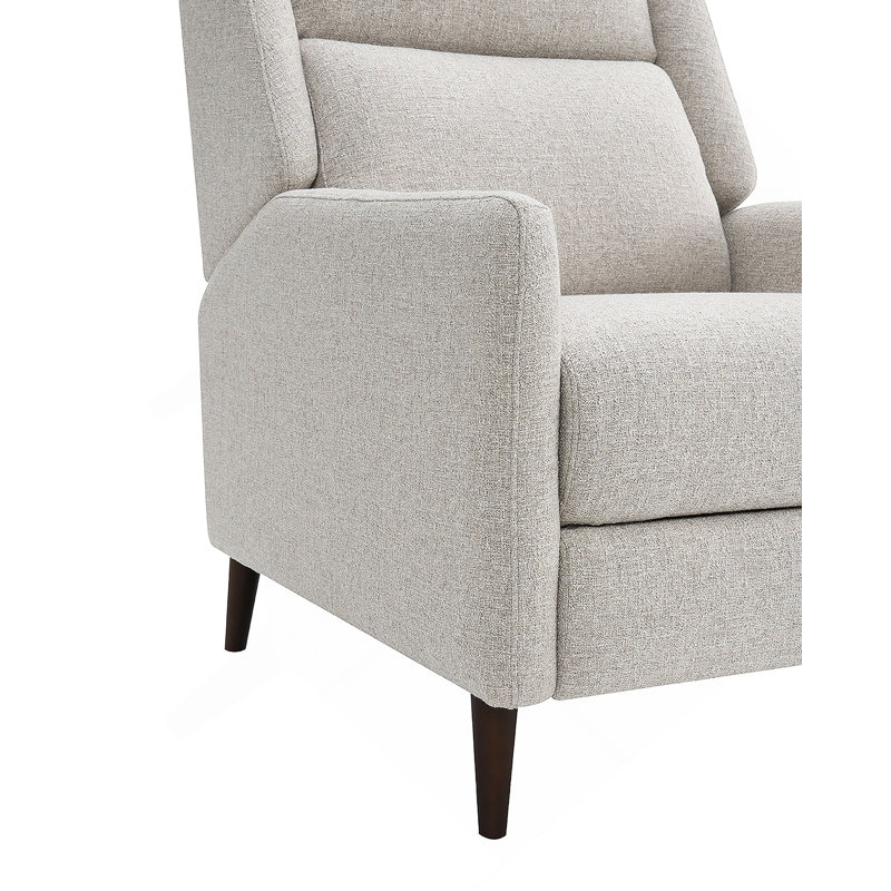 Pushback Manual Recliner With High Back For Living Room, Beige Fabric