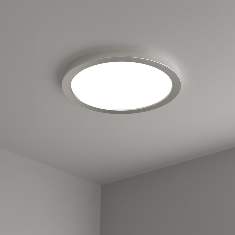 RP Lighting 12” Slim Round Edgelit  5CCT Selectable Ceiling Mount, Brushed Nickel, 1" H x 12.5" W x 12.5" D