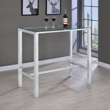  Tolbert Rectangular 47-inch Glass Top Pub Bar Table Chrome
