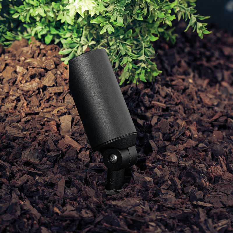 Low Voltage 6" Textured Black Hardwired Outdoor Spotlight with No Bulbs Included, Textured Black, Without Bulb