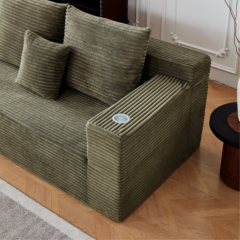 Canapé modulaire Boneless, rembourré avec porte-gobelets, Vert