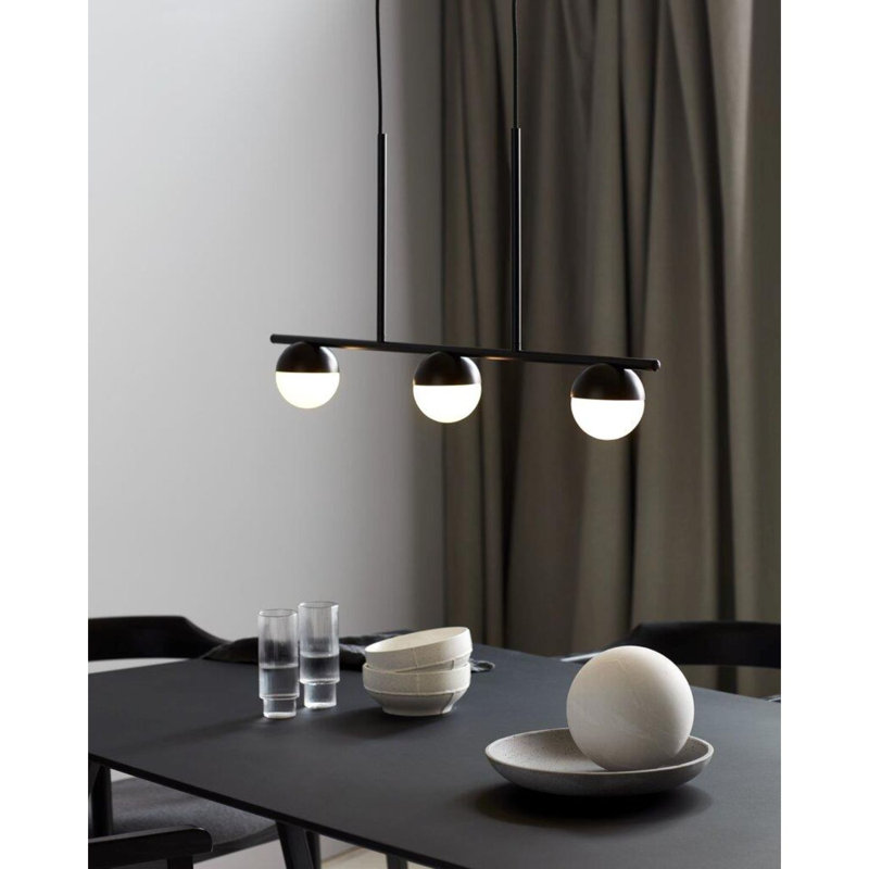 3 - Light Kitchen Island Pendant, Black
