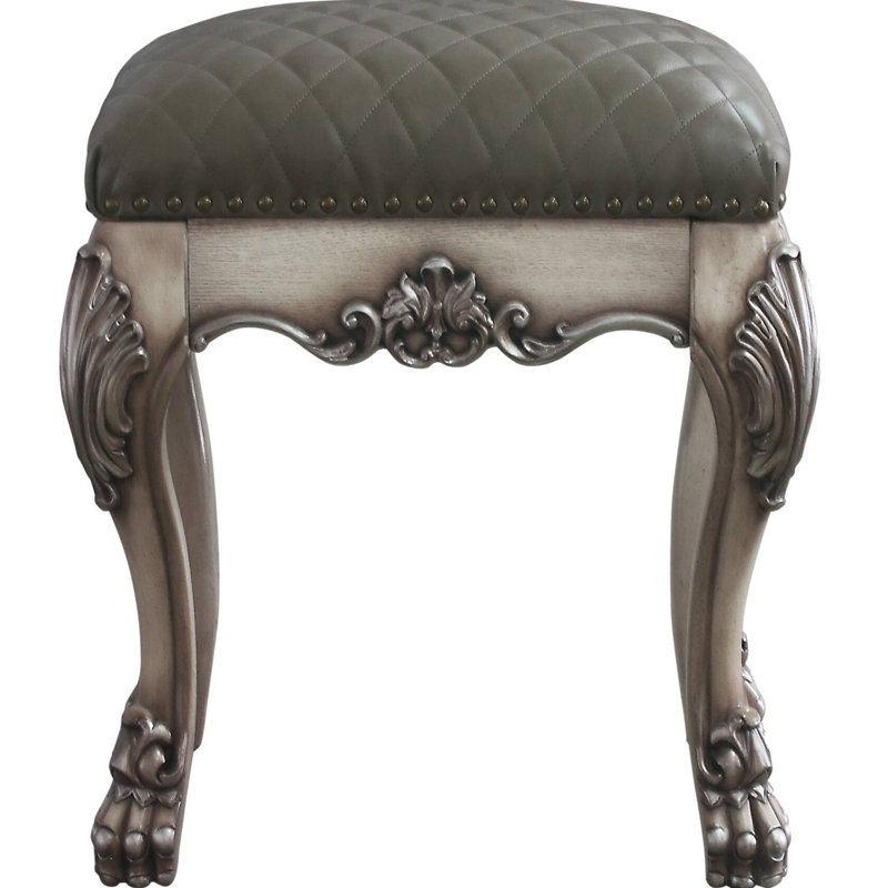 Tabouret gris et rétro blanc cassé avec coussin de siège confortable