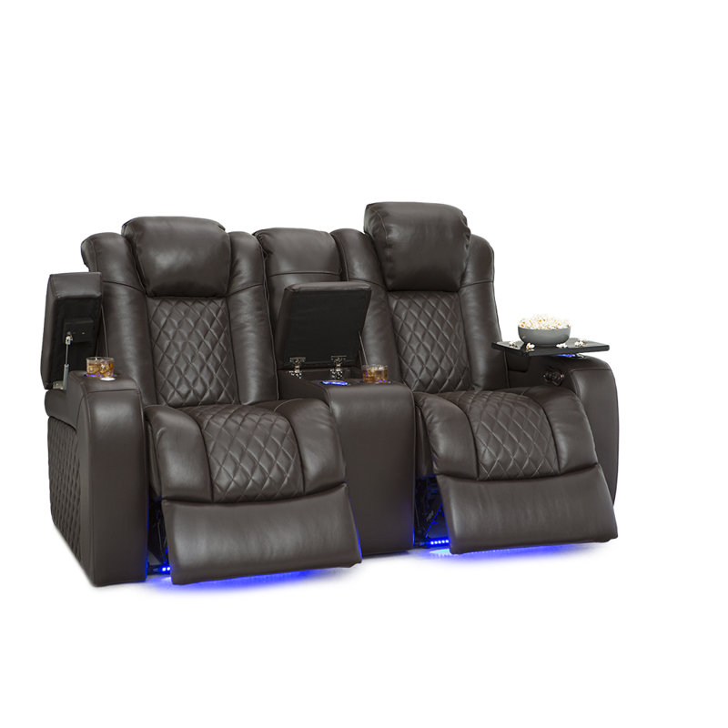 Causeuse de cinéma maison Asika, Cuir véritable brun