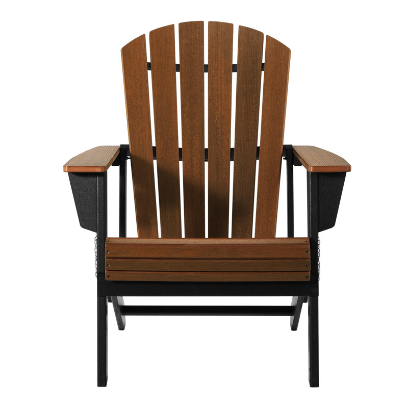 Folding Adirondack Chair, Black, Brown/Black