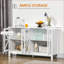Buffets, armoire de rangement blanche moderne avec 4 portes en verre trempé et amp; Tablettes réglables | 52,25 po L | Cadre en panneau de fibres à densité moyenne