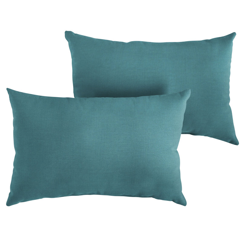 Outdoor Sunbrella Lumbar Pillow, 14"H x 24"W, Peacock Blue KE