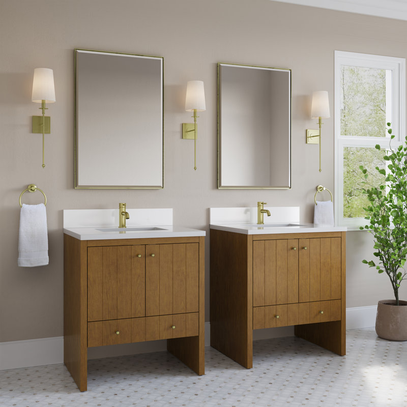 Hudson 30" W Single Vanity, Single-Hole, White Zeus Silestone with Backsplash