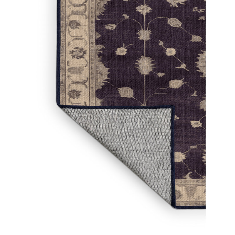 Tapis mauve lavable à la machine, Rond 4 pi