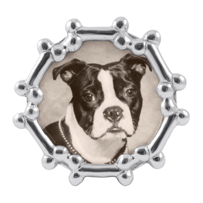 Classic Silver Round Metal Picture Frame with Dog Bone Design
