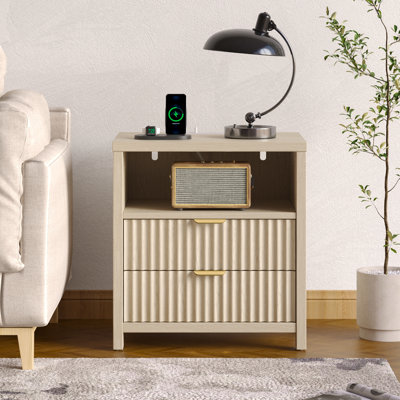 19.7''W Modern Nightstand With Charging Station